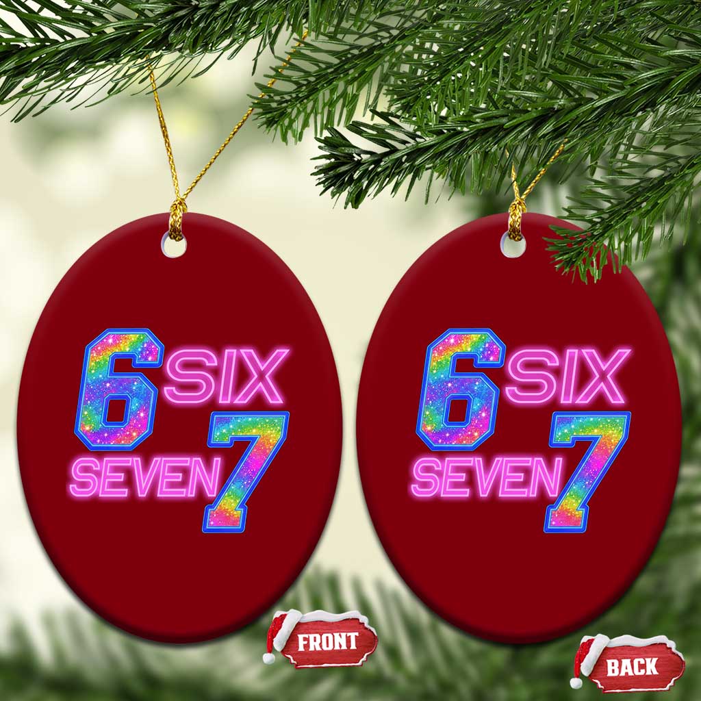 Colorful Neon Light Effect Ceramic Ornament Six Seven Meme