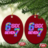 Colorful Neon Light Effect Ceramic Ornament Six Seven Meme