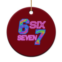 Colorful Neon Light Effect Ceramic Ornament Six Seven Meme