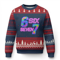 Colorful Neon Light Effect Ugly Christmas Sweater Six Seven Meme