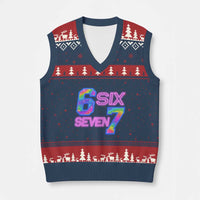 Colorful Neon Light Effect V-Neck Knit Sweater Vest Six Seven Meme