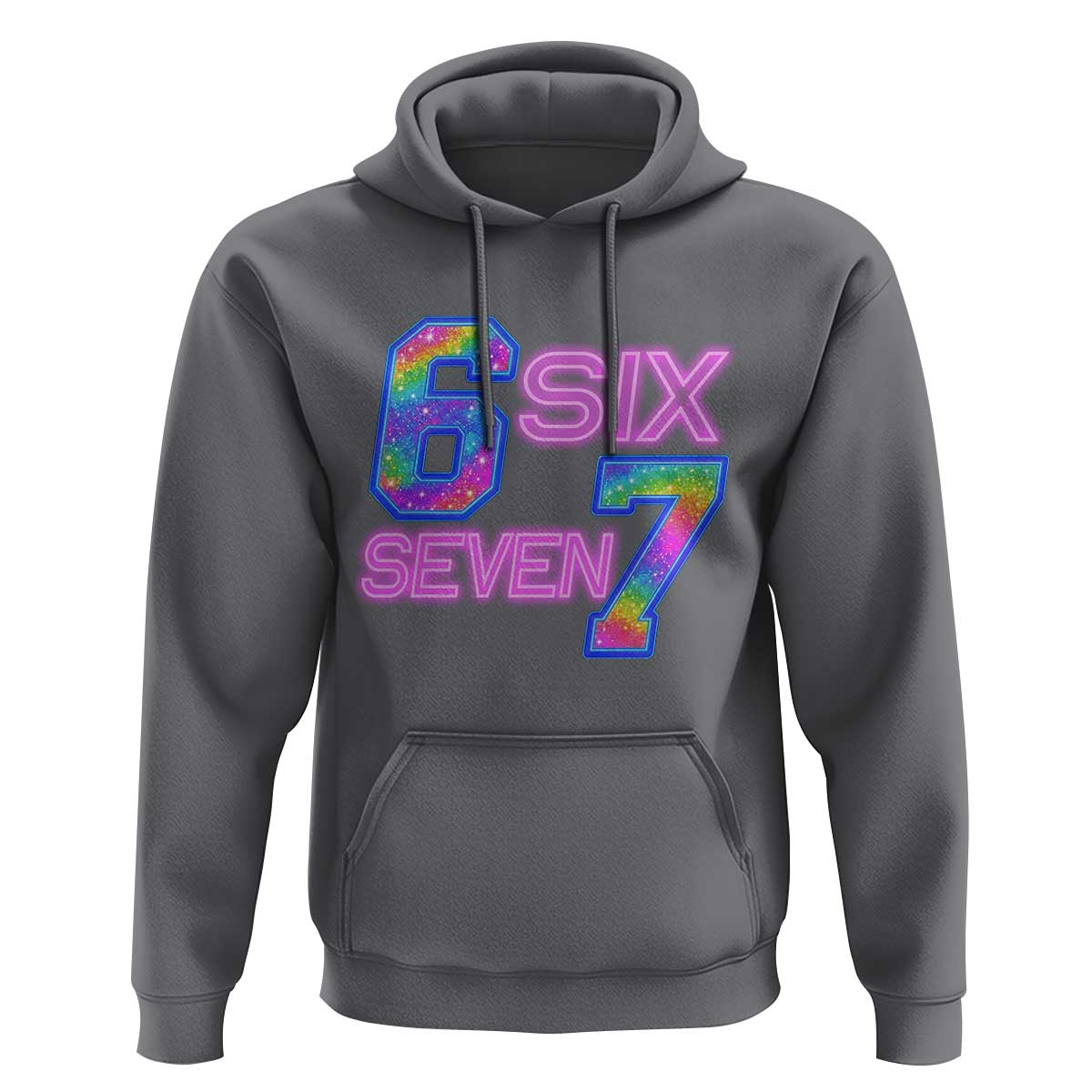 Colorful Neon Light Effect Hoodie Six Seven Meme