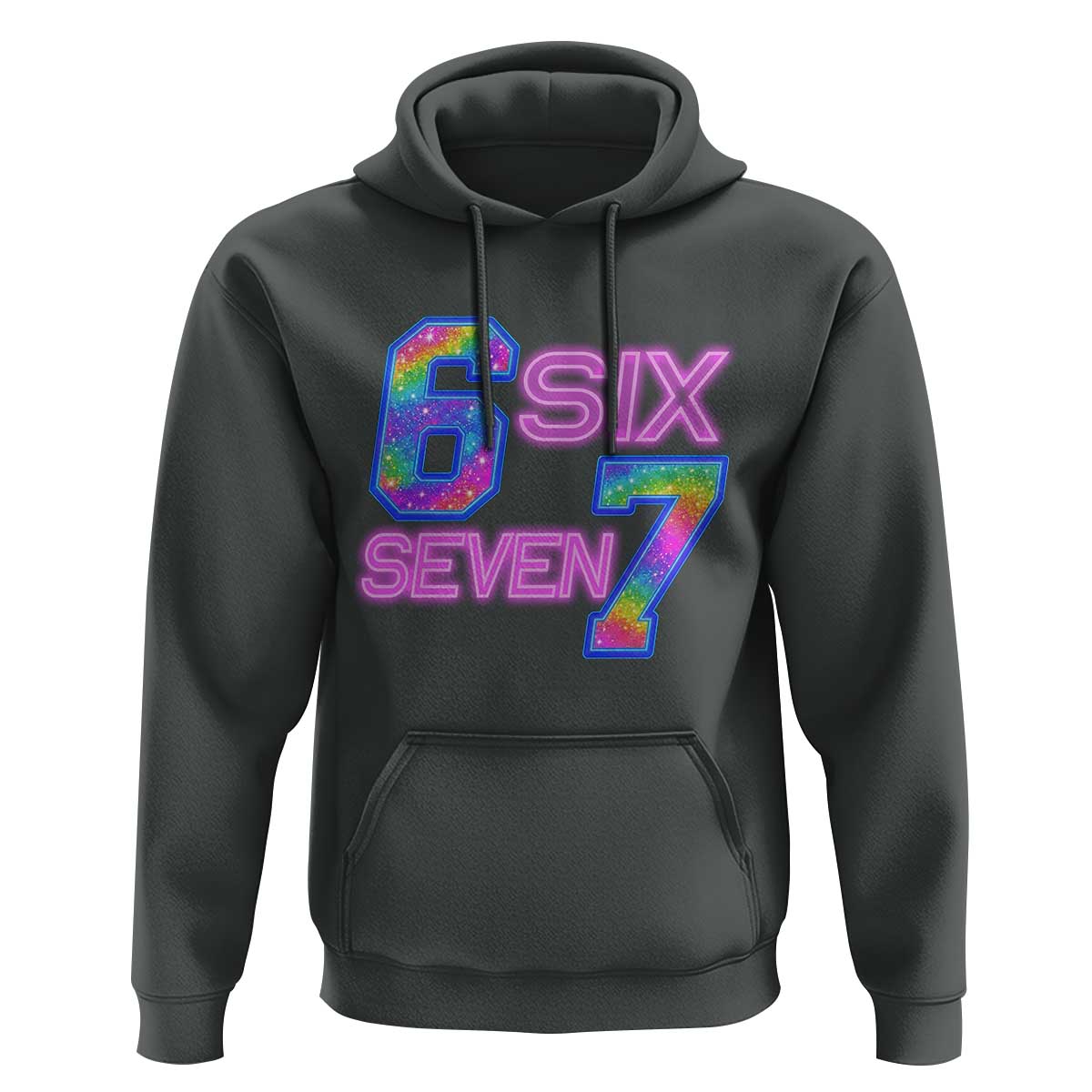 Colorful Neon Light Effect Hoodie Six Seven Meme