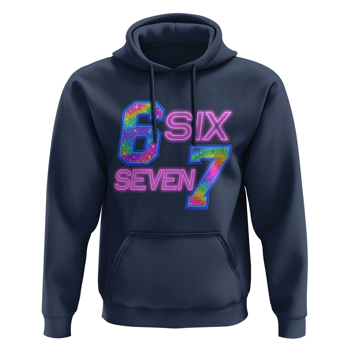 Colorful Neon Light Effect Hoodie Six Seven Meme