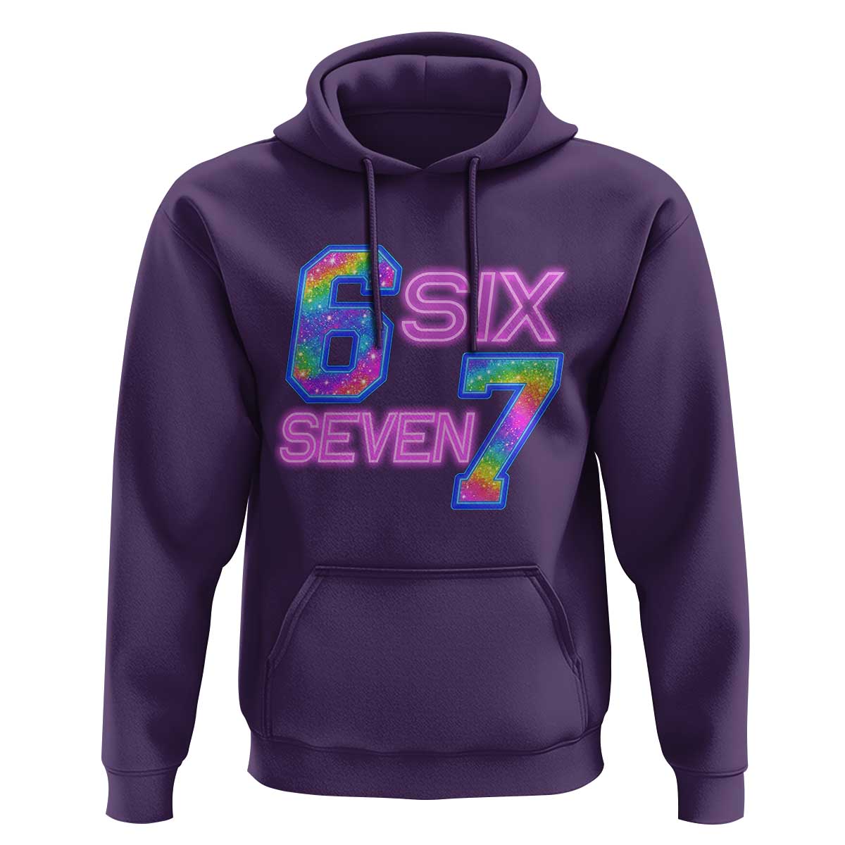 Colorful Neon Light Effect Hoodie Six Seven Meme