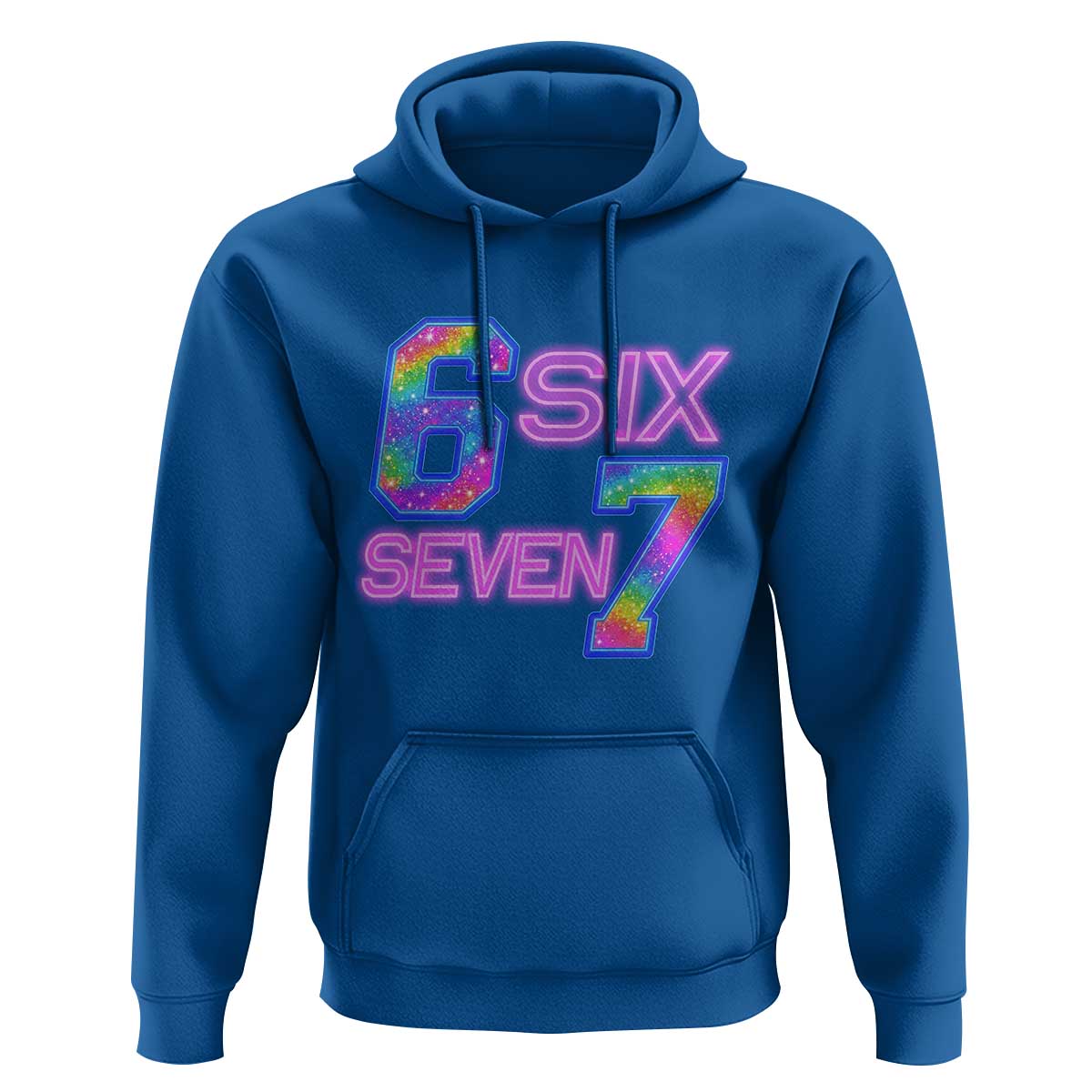 Colorful Neon Light Effect Hoodie Six Seven Meme