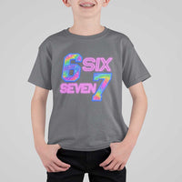 Colorful Neon Light Effect T Shirt For Kid Six Seven Meme