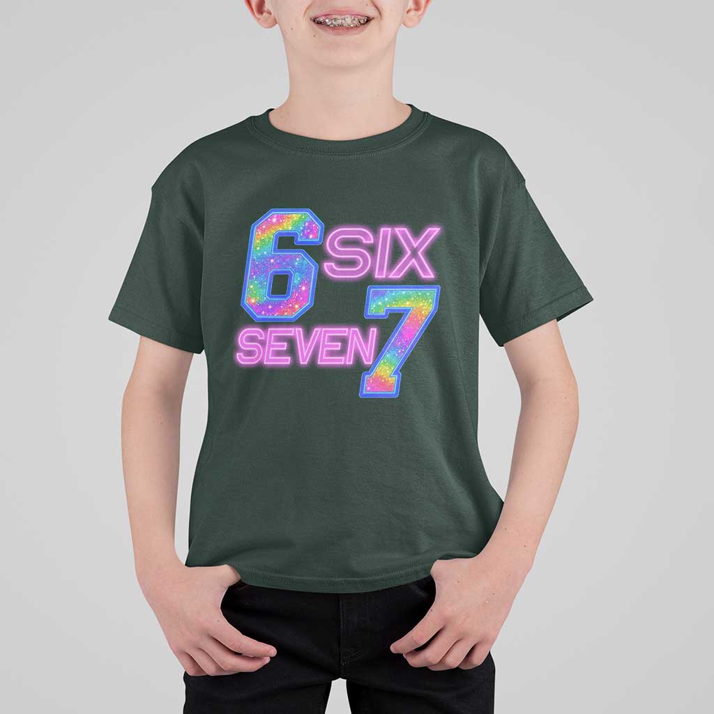 Colorful Neon Light Effect T Shirt For Kid Six Seven Meme
