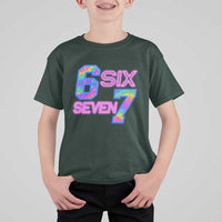 Colorful Neon Light Effect T Shirt For Kid Six Seven Meme