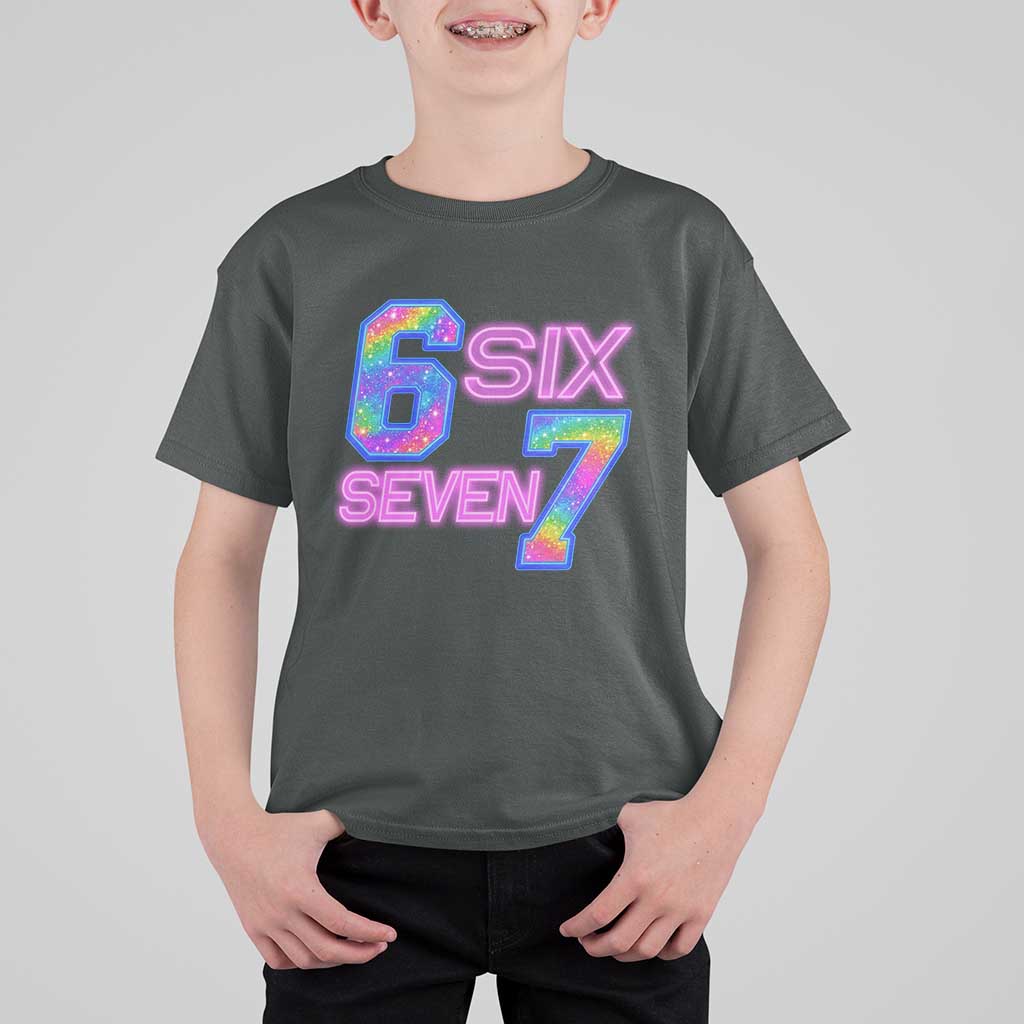 Colorful Neon Light Effect T Shirt For Kid Six Seven Meme