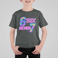 Colorful Neon Light Effect T Shirt For Kid Six Seven Meme