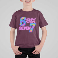 Colorful Neon Light Effect T Shirt For Kid Six Seven Meme