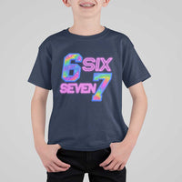 Colorful Neon Light Effect T Shirt For Kid Six Seven Meme