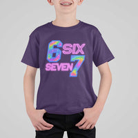 Colorful Neon Light Effect T Shirt For Kid Six Seven Meme