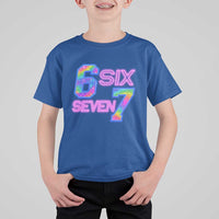 Colorful Neon Light Effect T Shirt For Kid Six Seven Meme