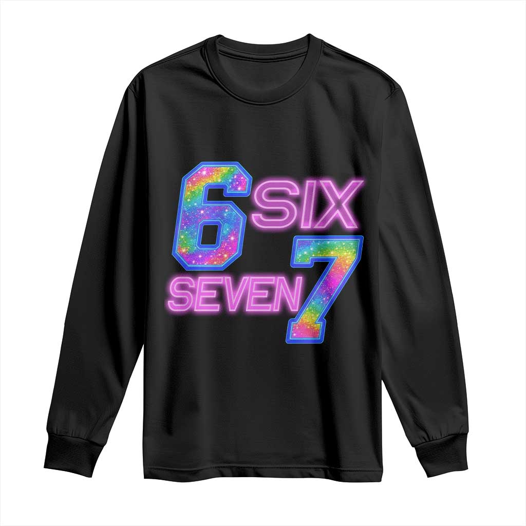 Colorful Neon Light Effect Long Sleeve Shirt Six Seven Meme