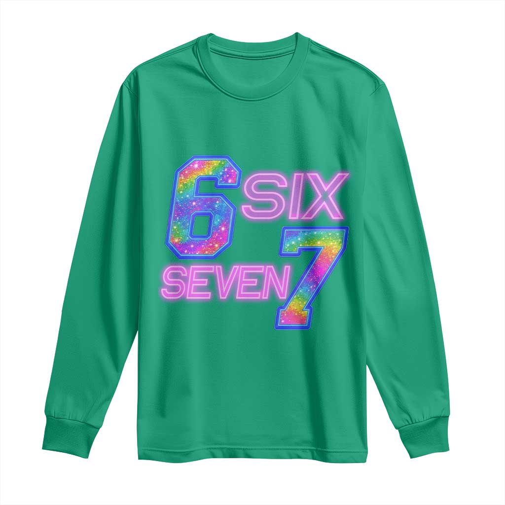 Colorful Neon Light Effect Long Sleeve Shirt Six Seven Meme