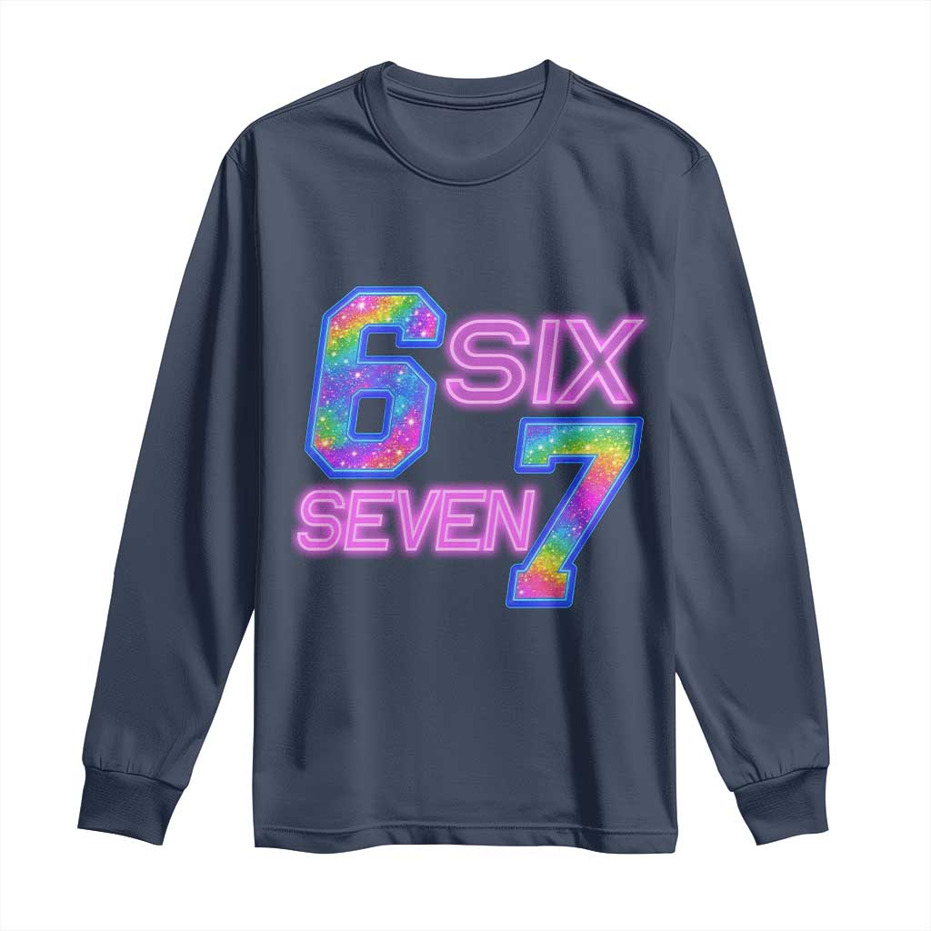 Colorful Neon Light Effect Long Sleeve Shirt Six Seven Meme
