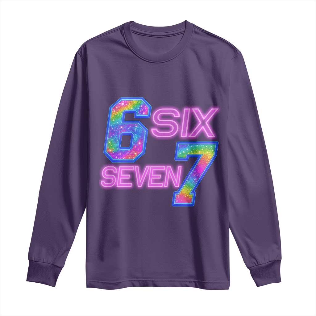 Colorful Neon Light Effect Long Sleeve Shirt Six Seven Meme
