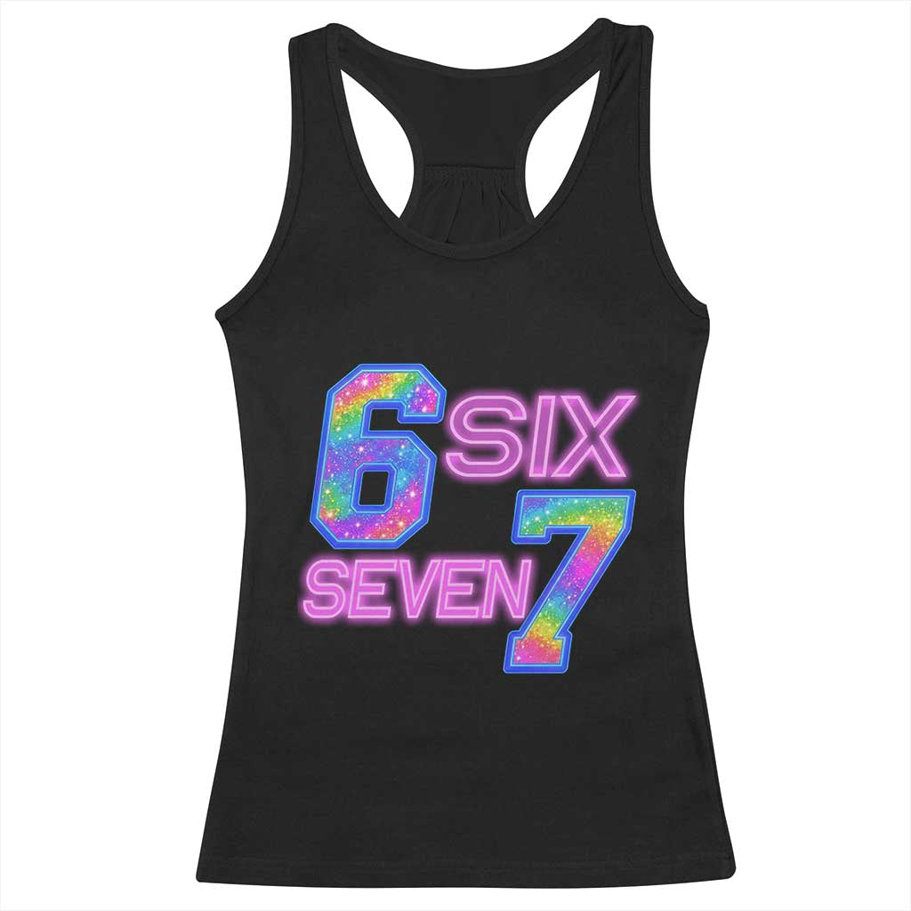Colorful Neon Light Effect Racerback Tank Top Six Seven Meme