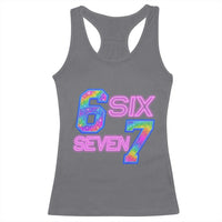 Colorful Neon Light Effect Racerback Tank Top Six Seven Meme