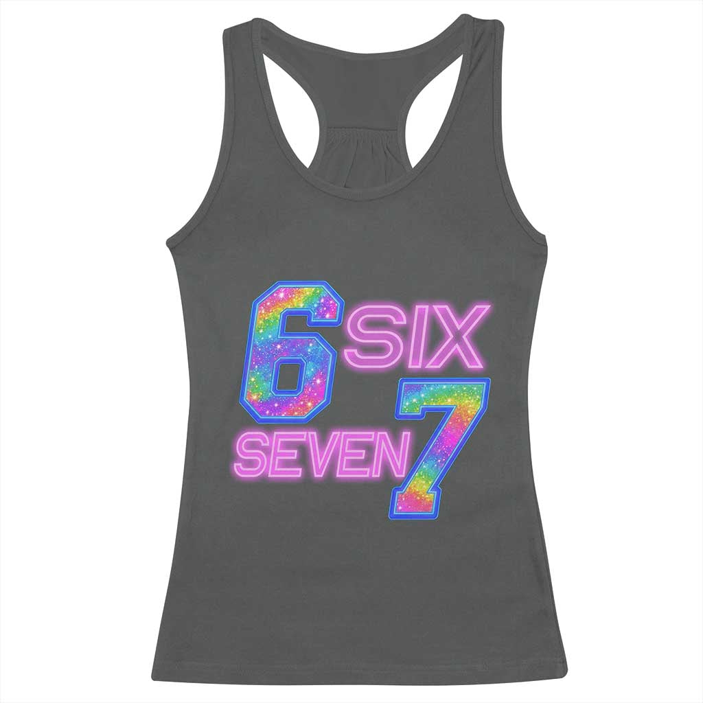 Colorful Neon Light Effect Racerback Tank Top Six Seven Meme