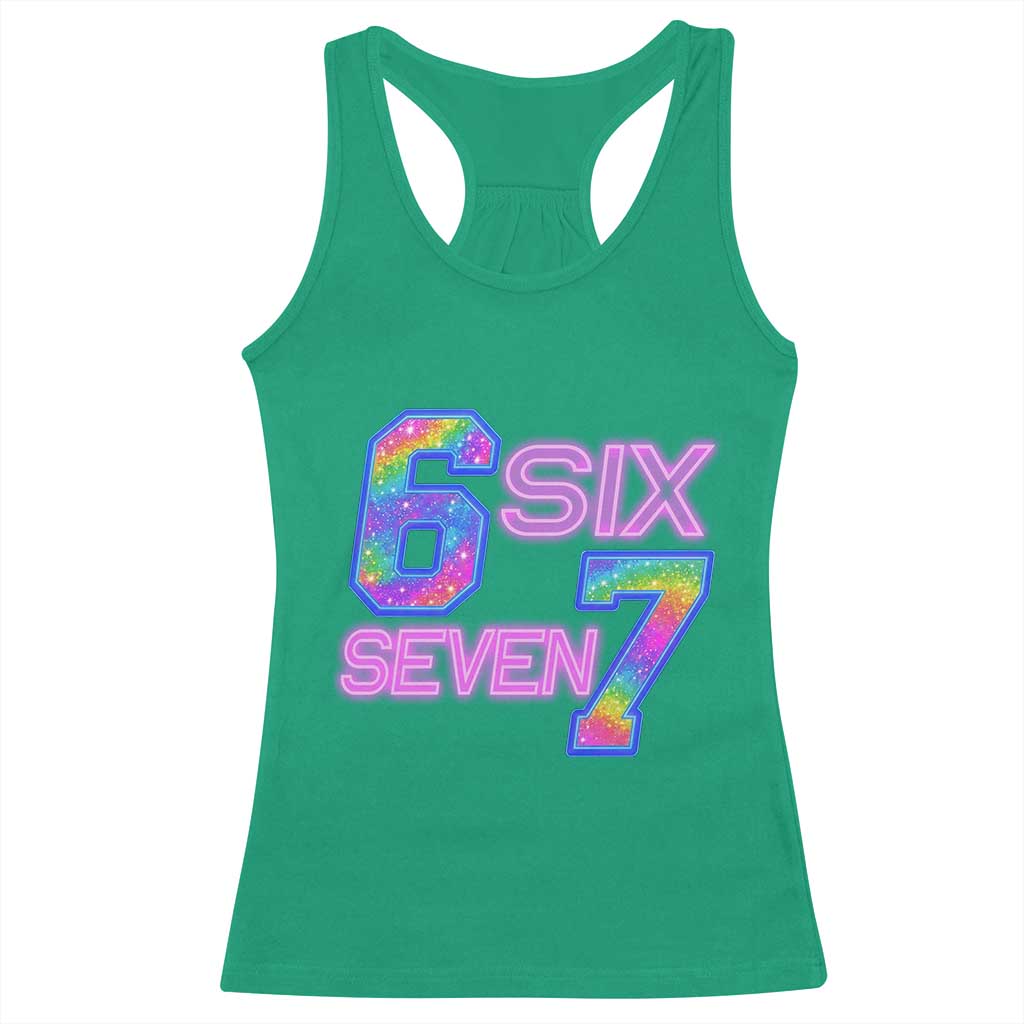 Colorful Neon Light Effect Racerback Tank Top Six Seven Meme