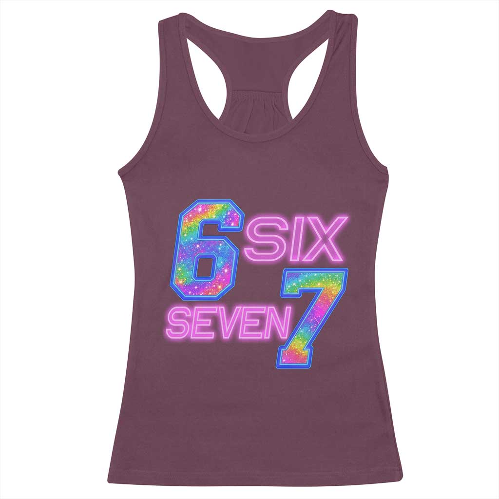 Colorful Neon Light Effect Racerback Tank Top Six Seven Meme