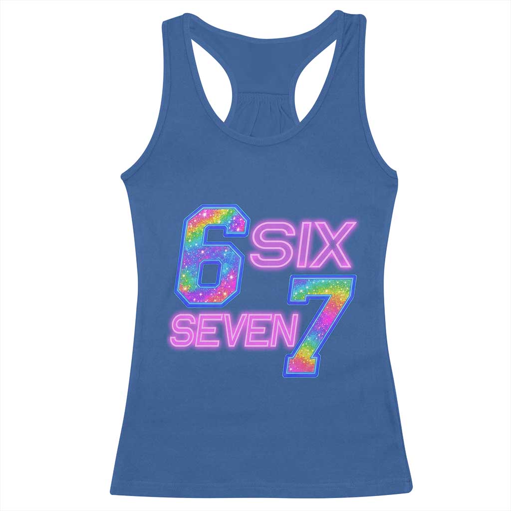 Colorful Neon Light Effect Racerback Tank Top Six Seven Meme