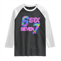 Colorful Neon Light Effect Raglan Shirt Six Seven Meme
