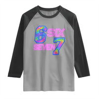 Colorful Neon Light Effect Raglan Shirt Six Seven Meme