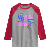 Colorful Neon Light Effect Raglan Shirt Six Seven Meme