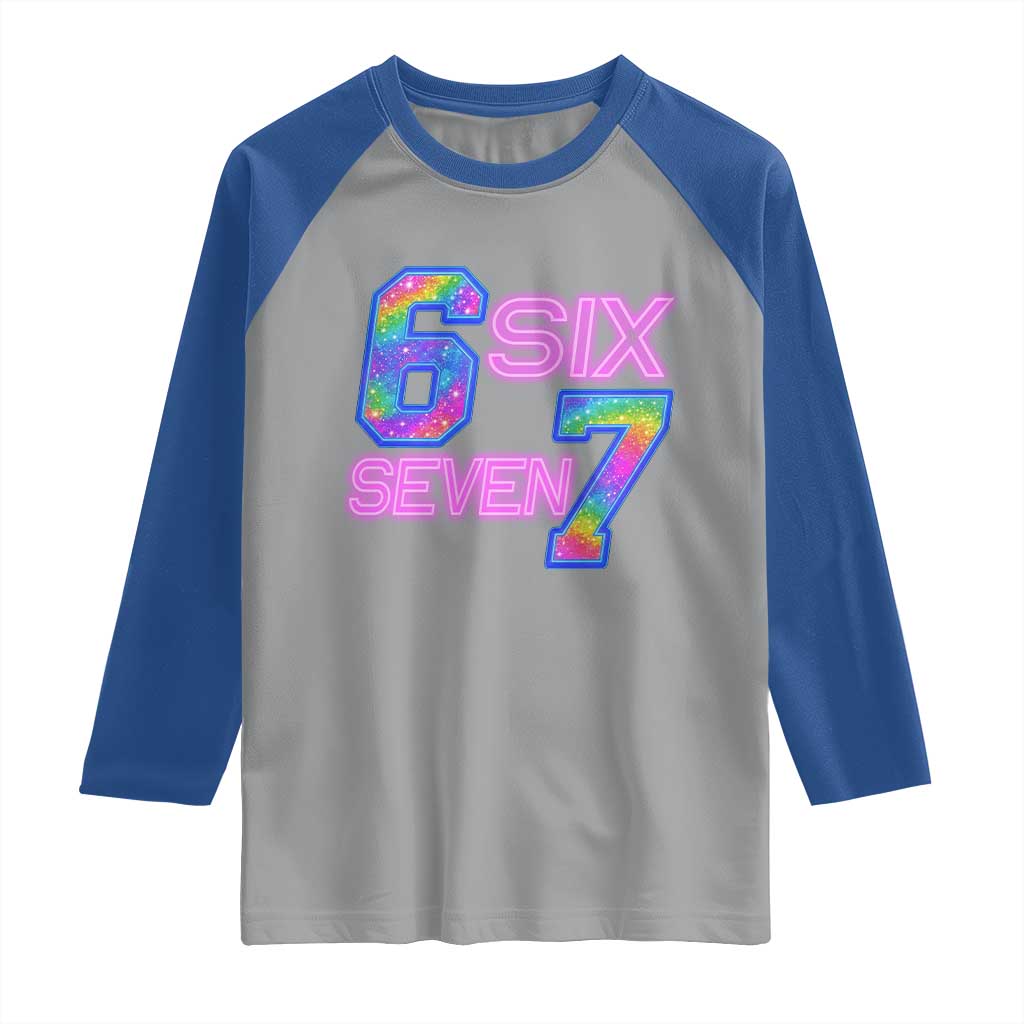 Colorful Neon Light Effect Raglan Shirt Six Seven Meme