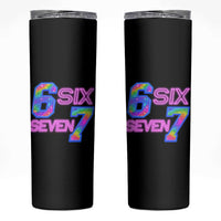 Colorful Neon Light Effect Skinny Tumbler Six Seven Meme