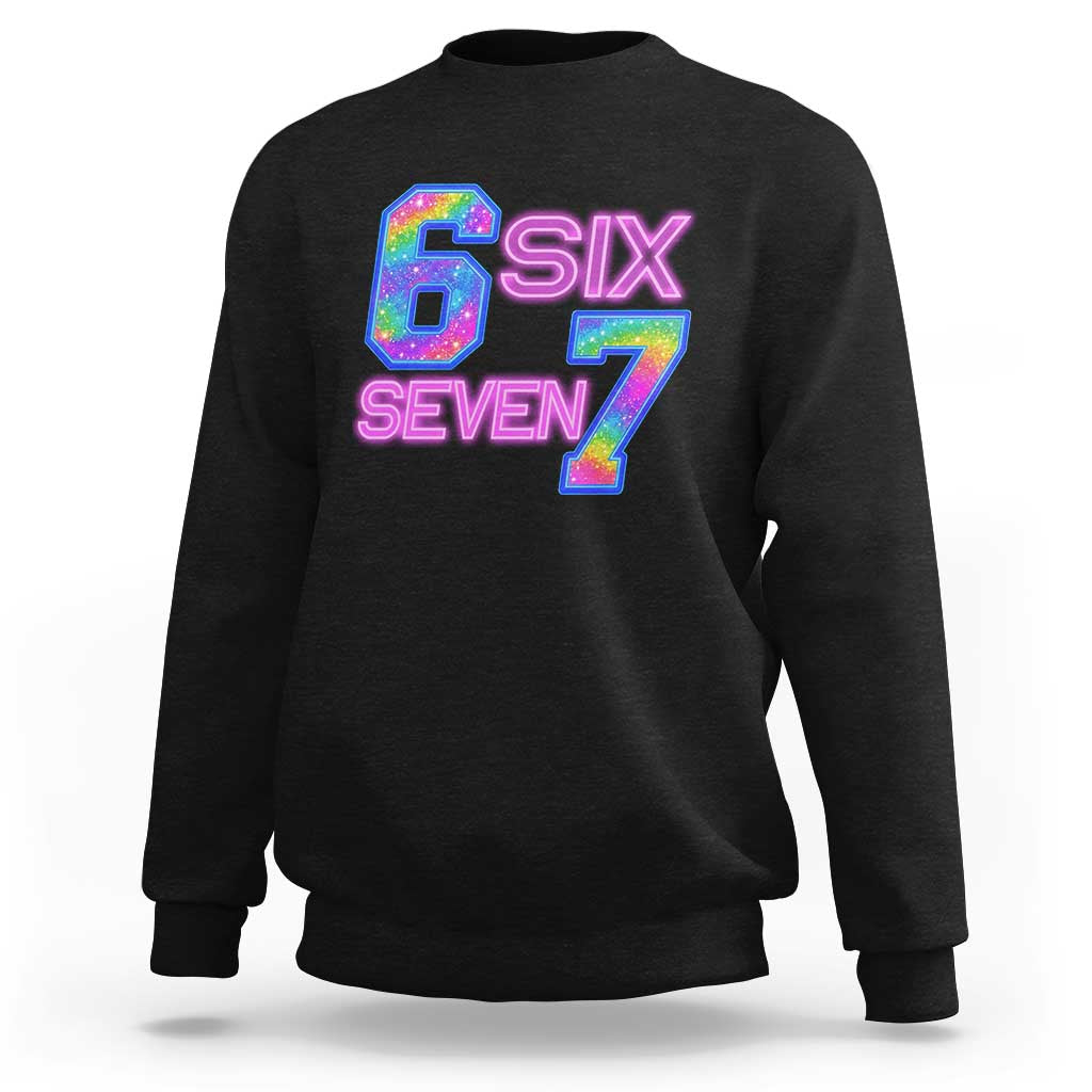 Colorful Neon Light Effect Sweatshirt Six Seven Meme