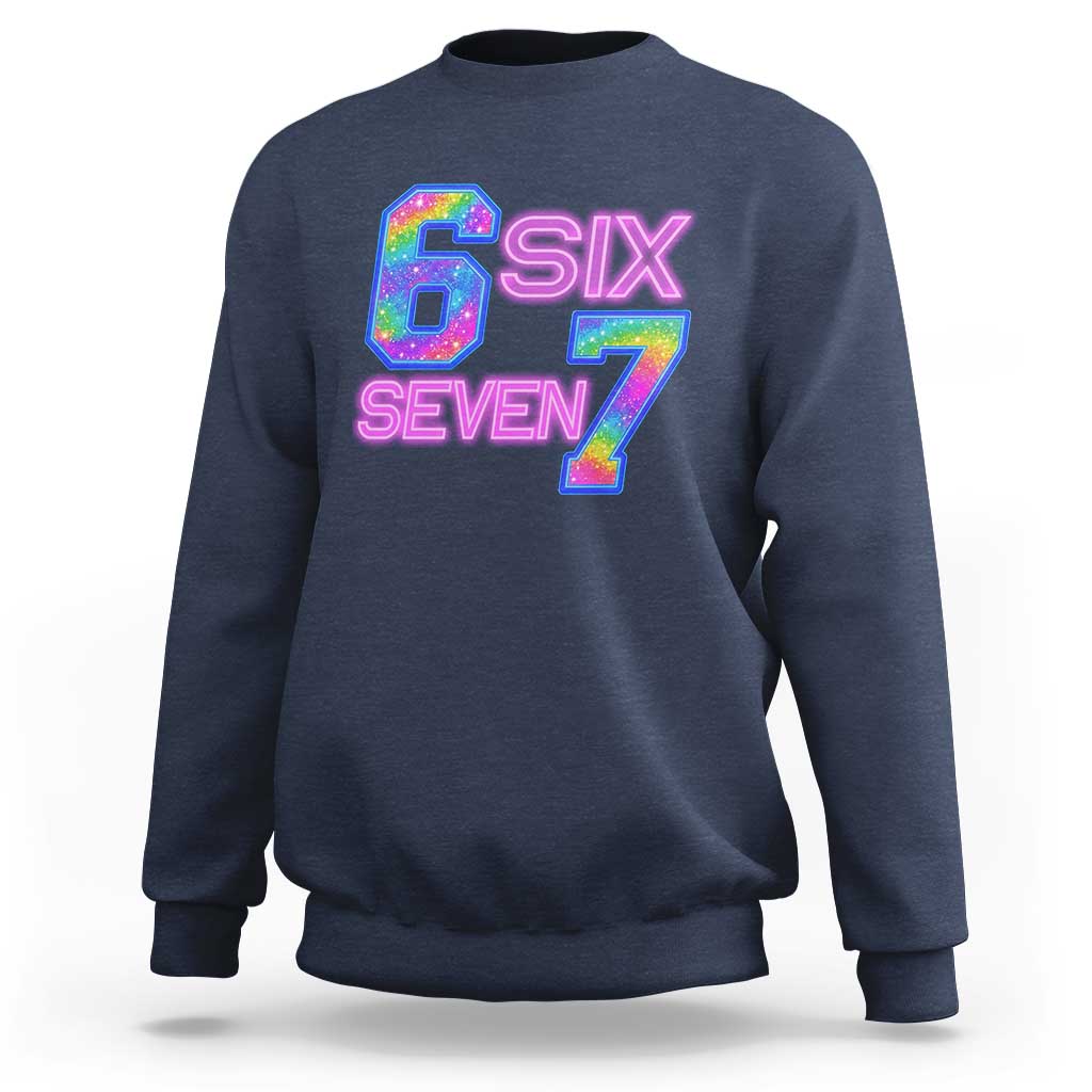 Colorful Neon Light Effect Sweatshirt Six Seven Meme
