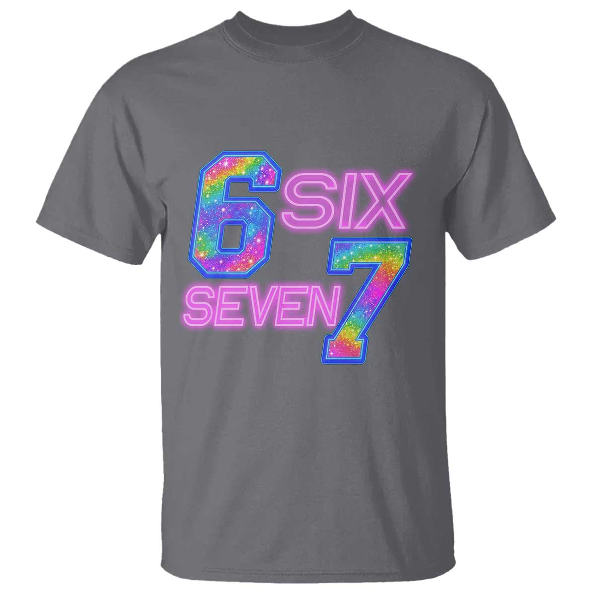 Colorful Neon Light Effect T Shirt Six Seven Meme