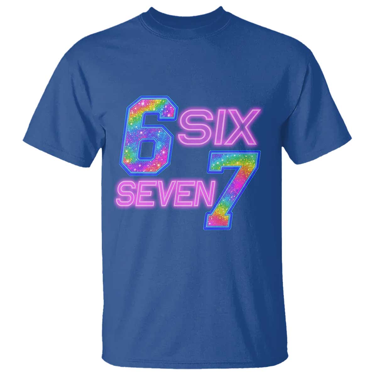 Colorful Neon Light Effect T Shirt Six Seven Meme