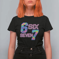 Colorful Neon Light Effect T Shirt For Women Six Seven Meme