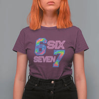 Colorful Neon Light Effect T Shirt For Women Six Seven Meme