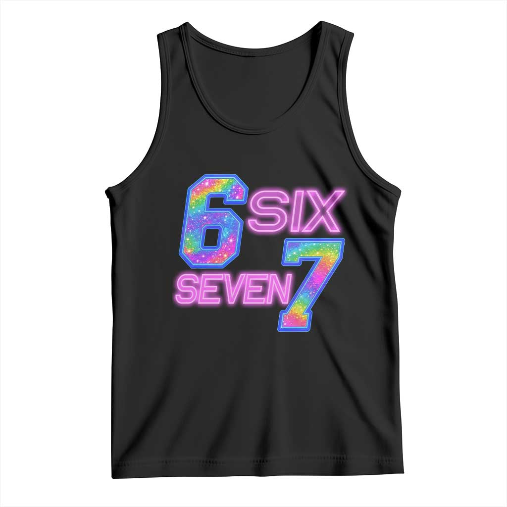 Colorful Neon Light Effect Tank Top Six Seven Meme