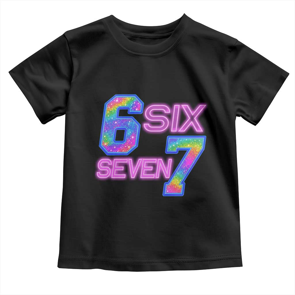 Colorful Neon Light Effect Toddler T Shirt Six Seven Meme