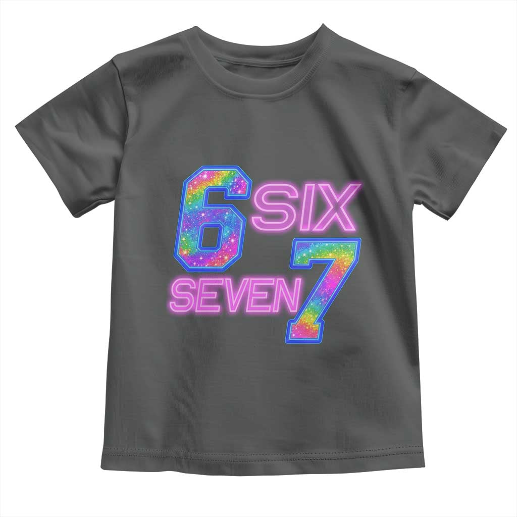 Colorful Neon Light Effect Toddler T Shirt Six Seven Meme