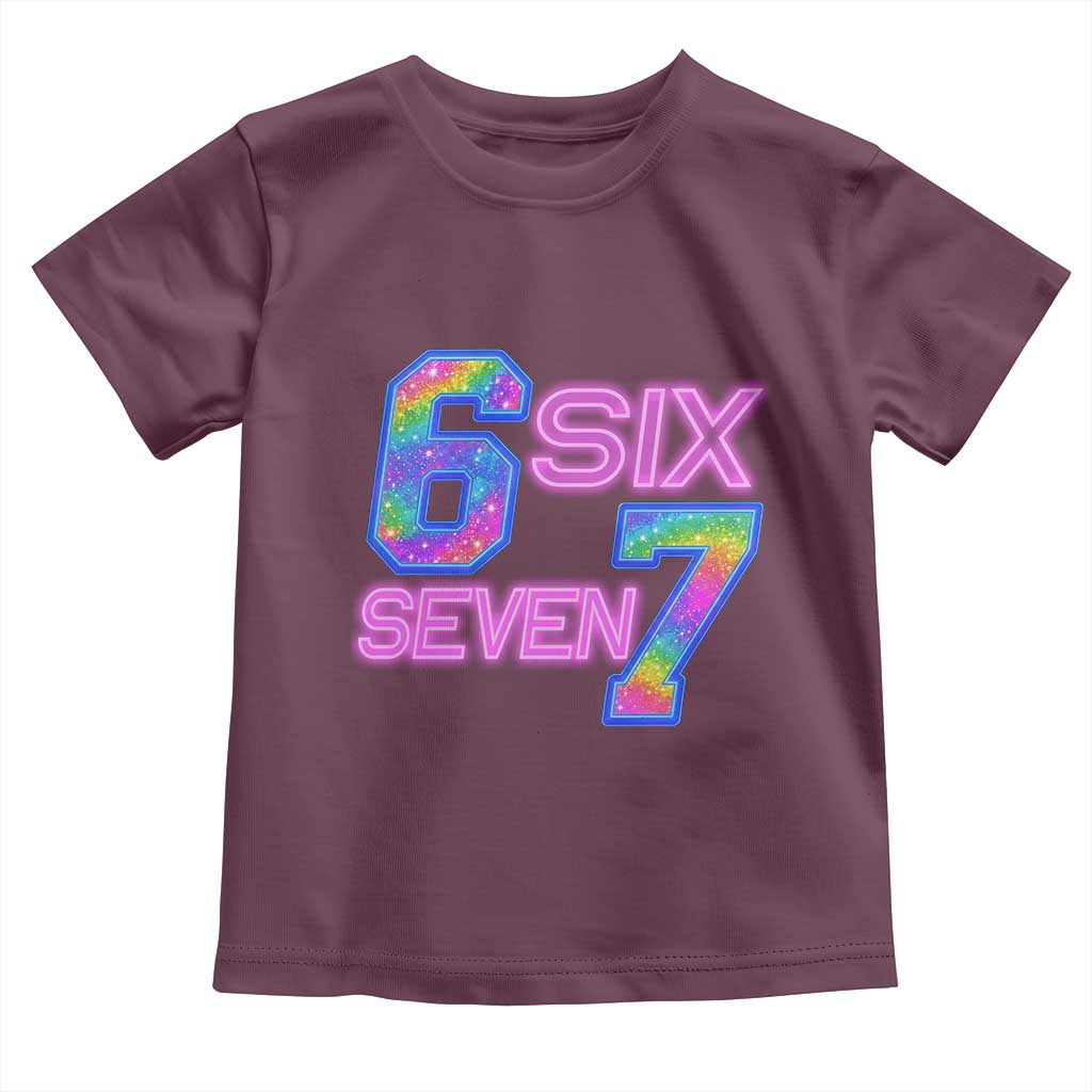 Colorful Neon Light Effect Toddler T Shirt Six Seven Meme