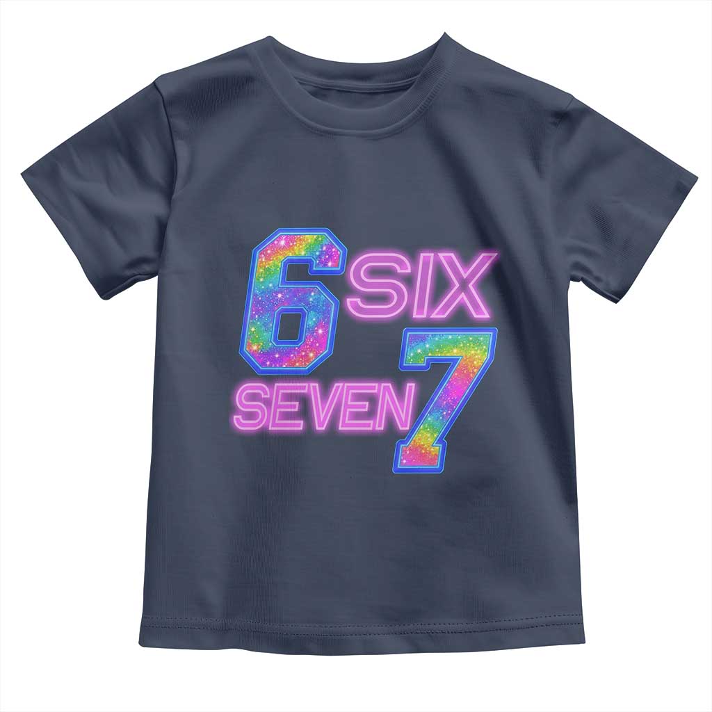 Colorful Neon Light Effect Toddler T Shirt Six Seven Meme