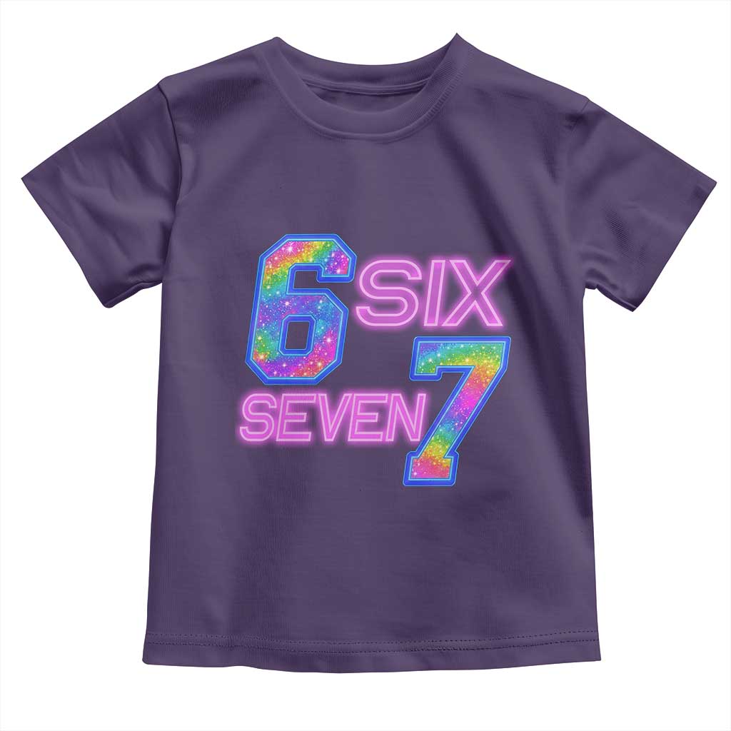 Colorful Neon Light Effect Toddler T Shirt Six Seven Meme