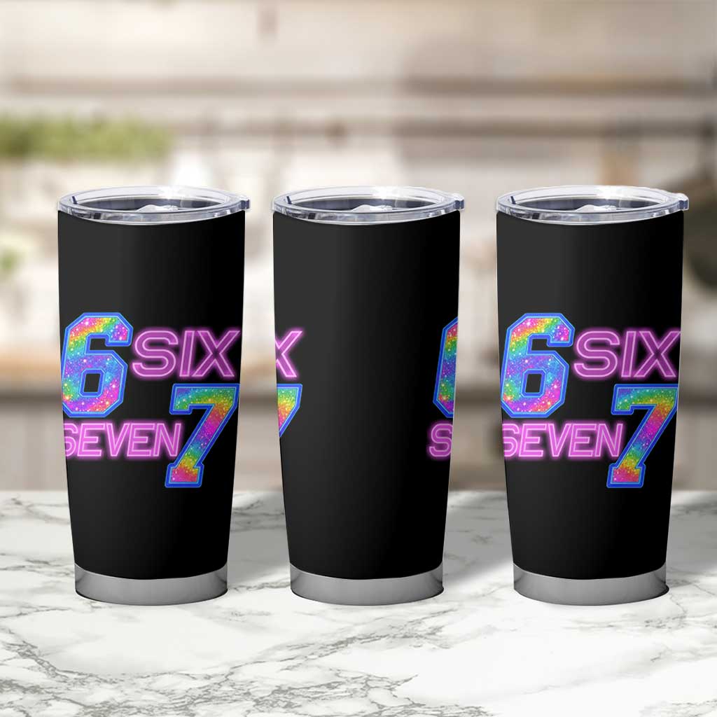 Colorful Neon Light Effect Tumbler Cup Six Seven Meme