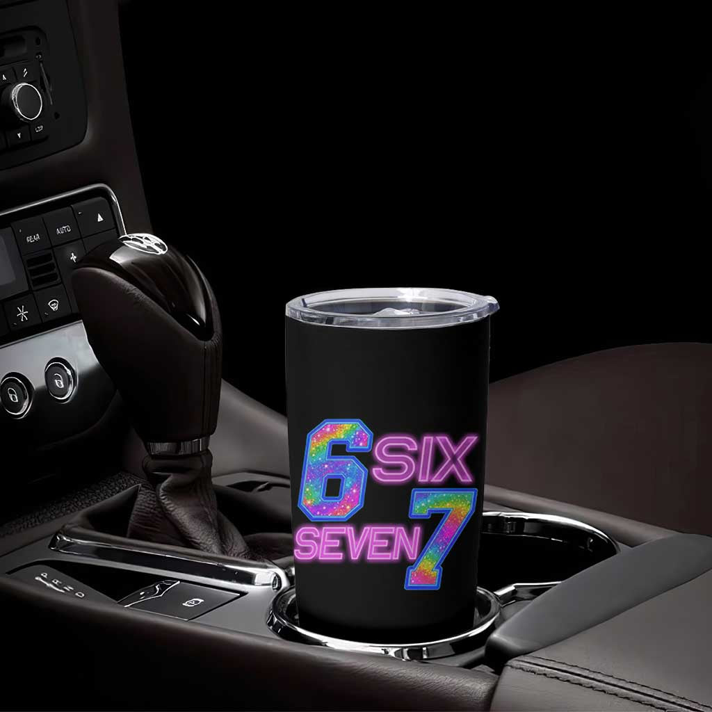 Colorful Neon Light Effect Tumbler Cup Six Seven Meme