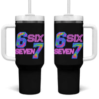 Colorful Neon Light Effect Tumbler With Handle Six Seven Meme