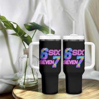 Colorful Neon Light Effect Tumbler With Handle Six Seven Meme